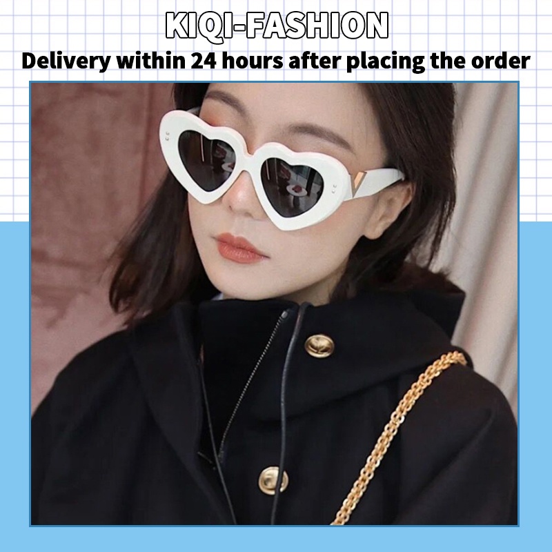 (KIQI-FASHION) COD Kính Mát Chống Tia UV400 Hình Trái Tim Thời Trang Cho Nữ
