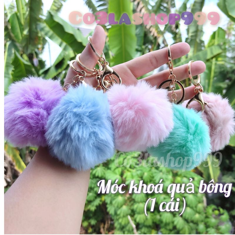 Móc khóa túi xách hình cục bông xù xinh xắn đáng yêu