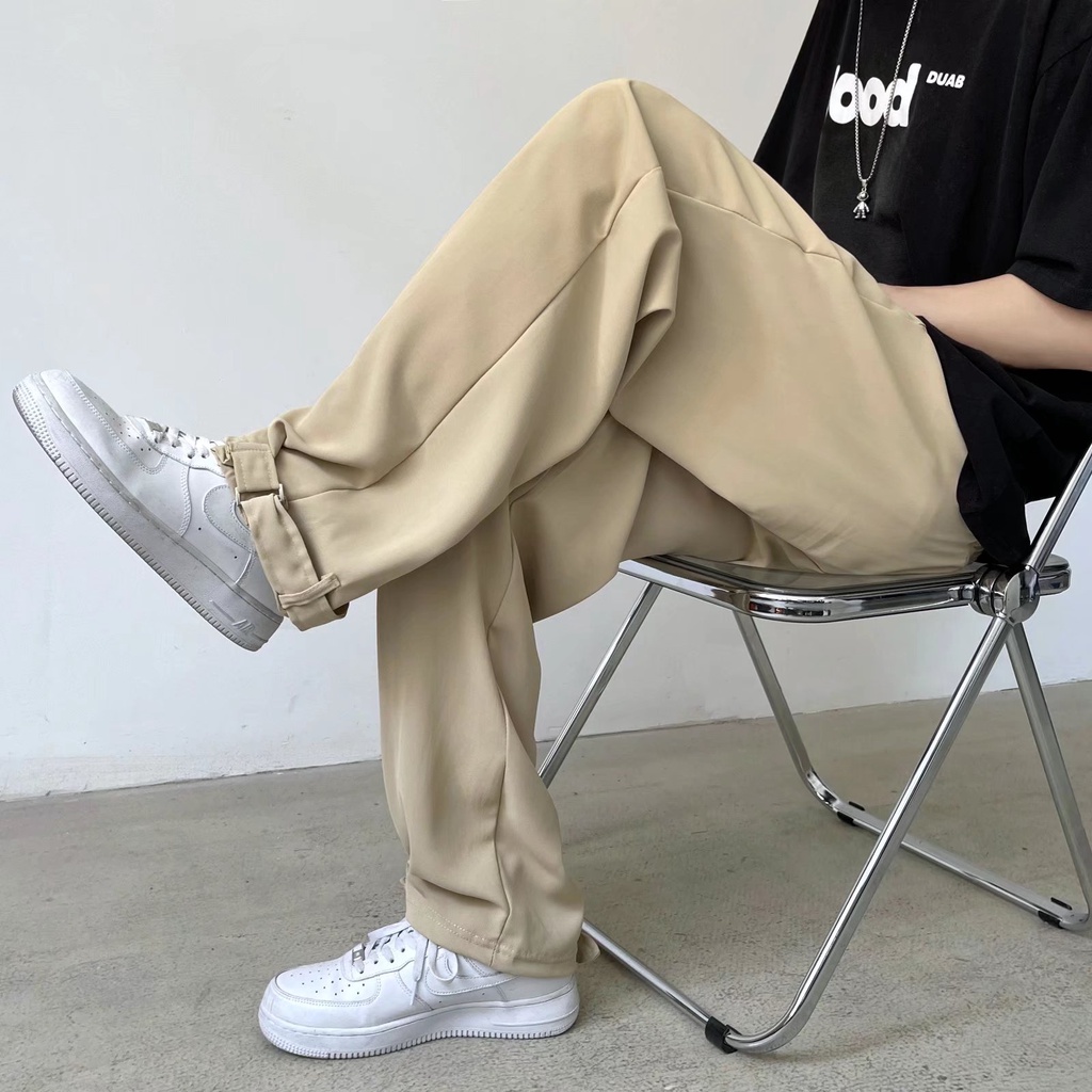 Quần Kaki Ống Rộng Lưng Thun Thoải Mái Phong Cách Hip Hop Đường Phố Hàn Quốc Cỡ M-2XL Cho Nam