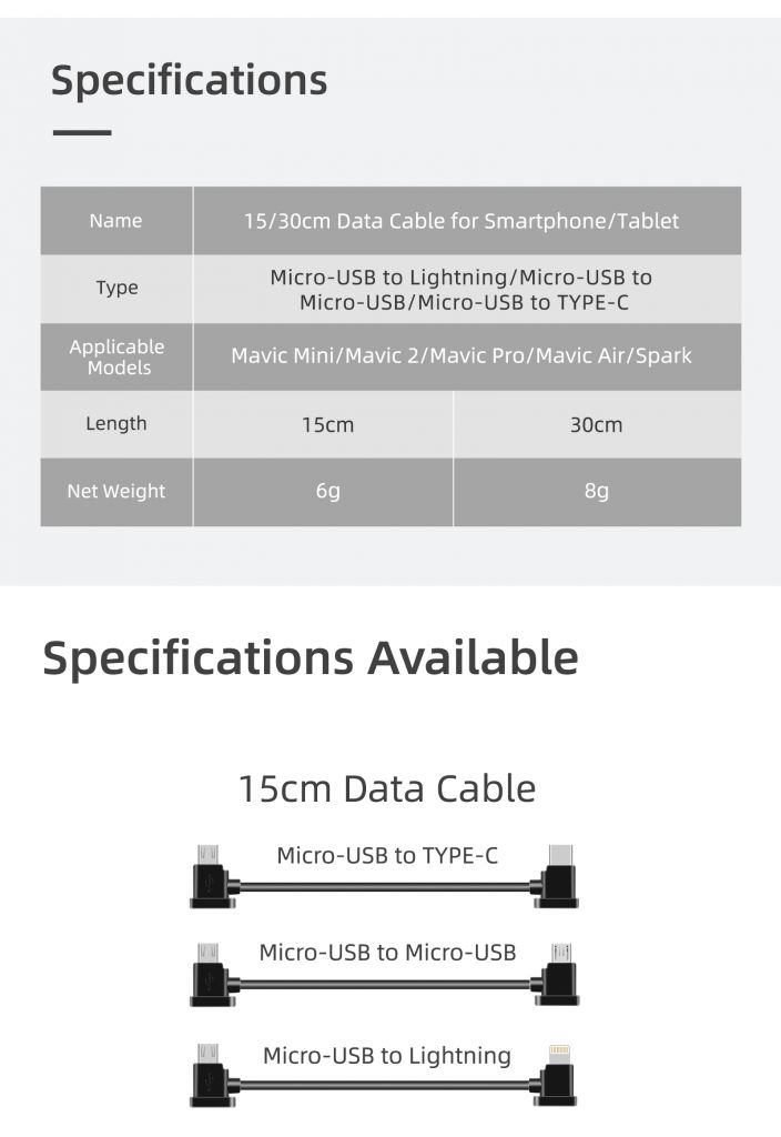 1 Dây Cáp Chuyển Đổi Micro Usb Sang Lightning / Type-C / Micro-Usb 15 / 30cm Cho Dji Spark / Mavic Mini / Mavic 2 / Mavic (Nuuo) | BigBuy360 - bigbuy360.vn