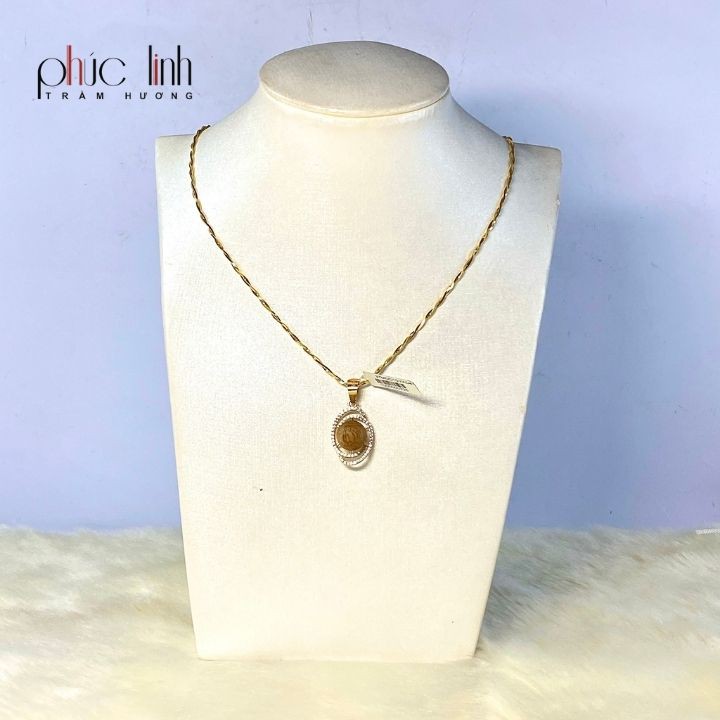 Mặt Dây Chuyền Vàng Gắn Hạt Trầm PHÚC LINH 4.1 phân