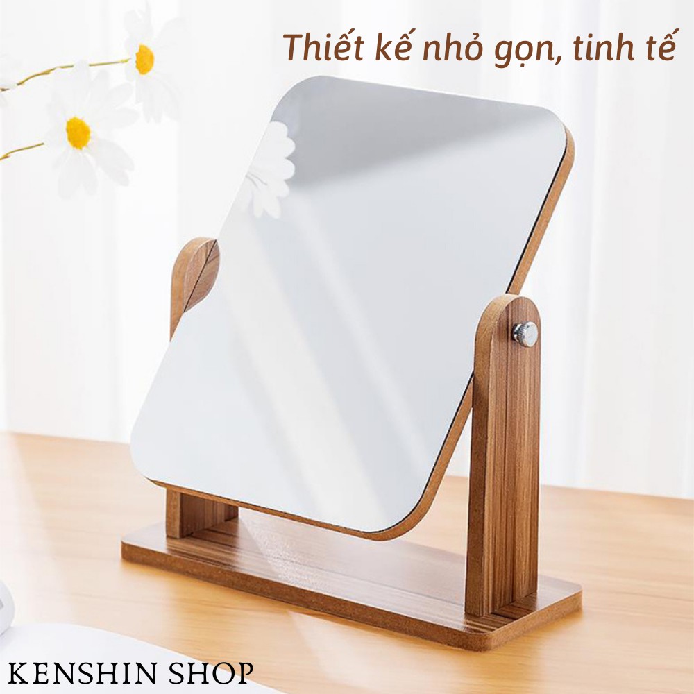 Gương Để Bàn Trang Điểm Di Động Bằng Gỗ Nhỏ Gọn Tiện Lợi KENSHIN SHOP