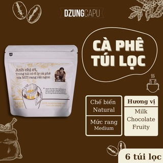 Cà phê phin giấy lọc Cầu Đất Đà Lạt - Gói 6 phin lọc - Cà phê DzungCapu