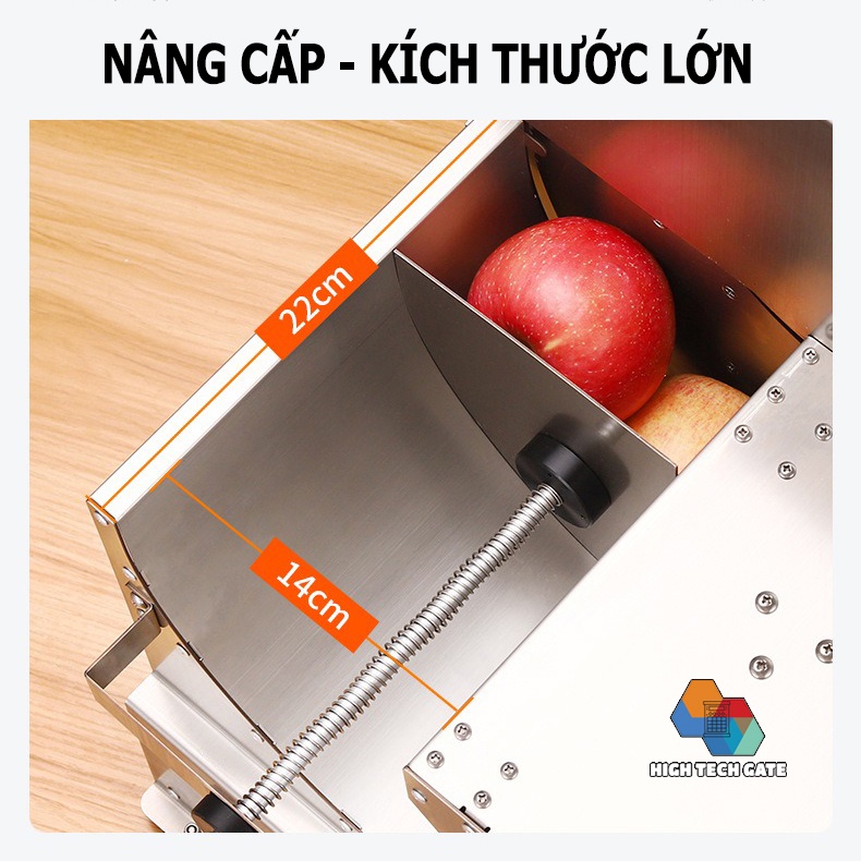 Máy Thái Hành Tỏi Htg Sl03 Cắt Thái Rau Củ Quả Đa Năng, Thái Lát Hoa Quả Trái Cây Công Nghiệp Chạy Điện, Chất Liệu Inox