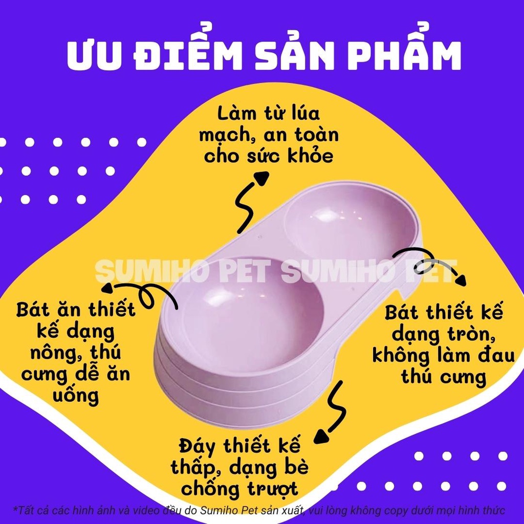 Bát ăn và nước uống cho chó mèo thú cưng Sumiho (2 ngăn)