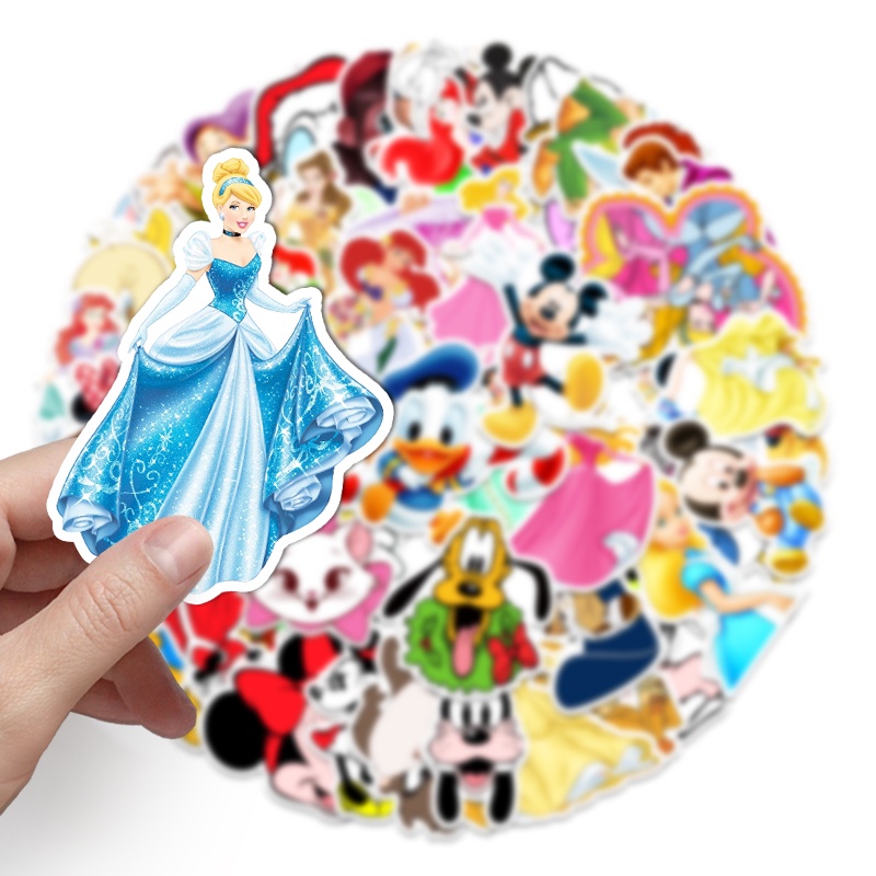 Set 56 Miếng Dán Nhân Vật Hoạt Hình Disney Mickey Bạch Tuyết Trang Trí Laptop Hành Lý Ván Trượt Vui Nhộn Cho Trẻ Em DIY