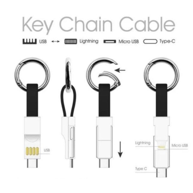 Cáp sạc Keychain siêu tiện lợi 3 in 1