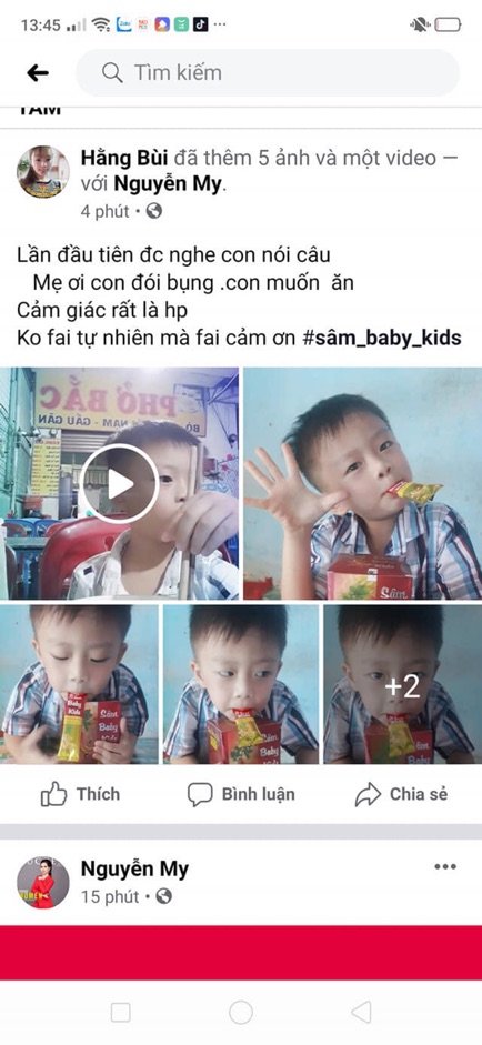 Hai gói sâm baby kid cho bé dùng thử