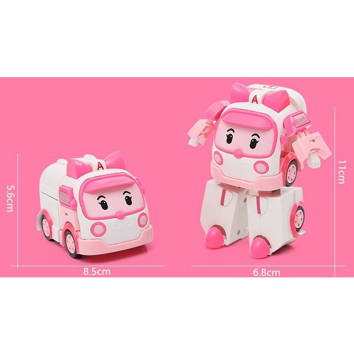 {Loại 1} Bộ 6 xe biến hình Robocar Poli phim hoạt hình Poli và những người bạn