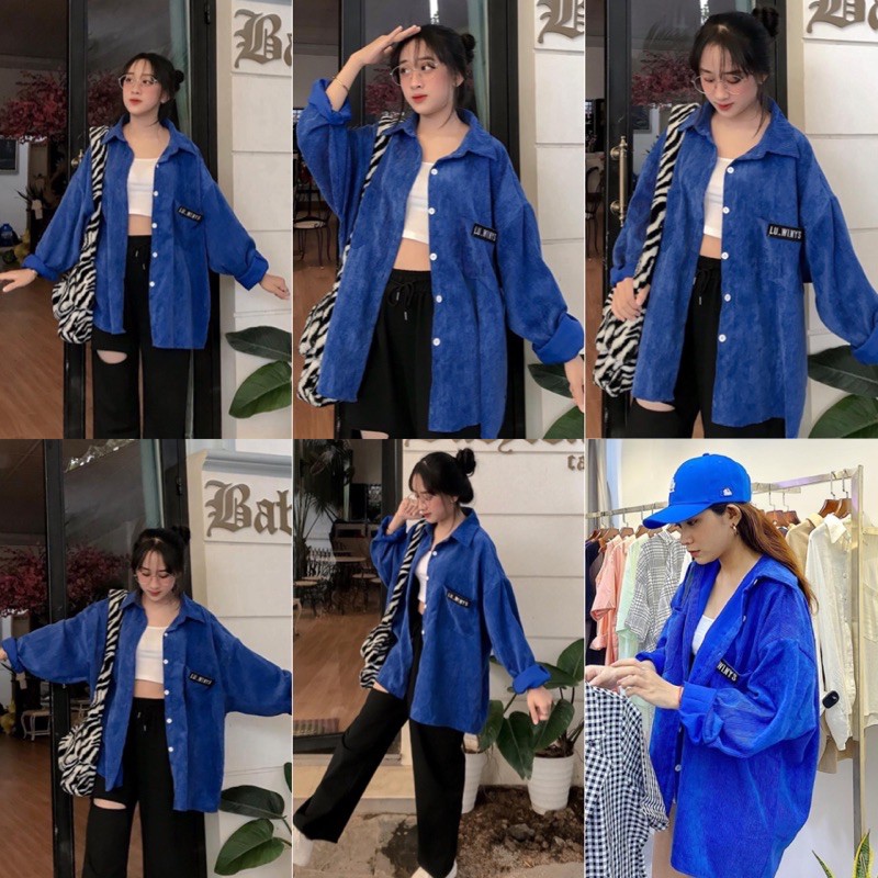 SET ĐỒ gồm áo sơmi nhung gân và hai dây mặc được nhiều kiểu form chuẩn style ullzang tone màu dịu dàng