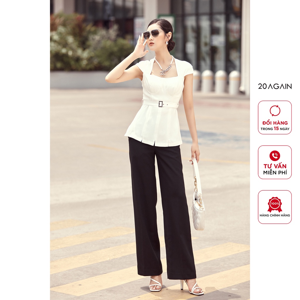 Áo sơ mi nữ cụp ngực đai eo 20AGAIN , thiết kế cao cấp ASA2327