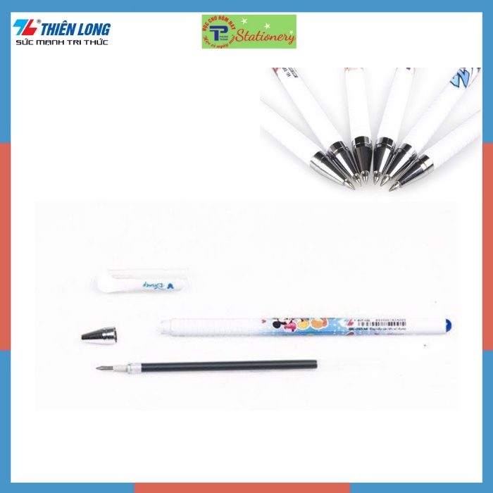 Combo 10 cây bút gel Thiên Long mực xanh đều, nét trơn tru nét 0.5mm Disney Mickey Mouse and Friends GEL030