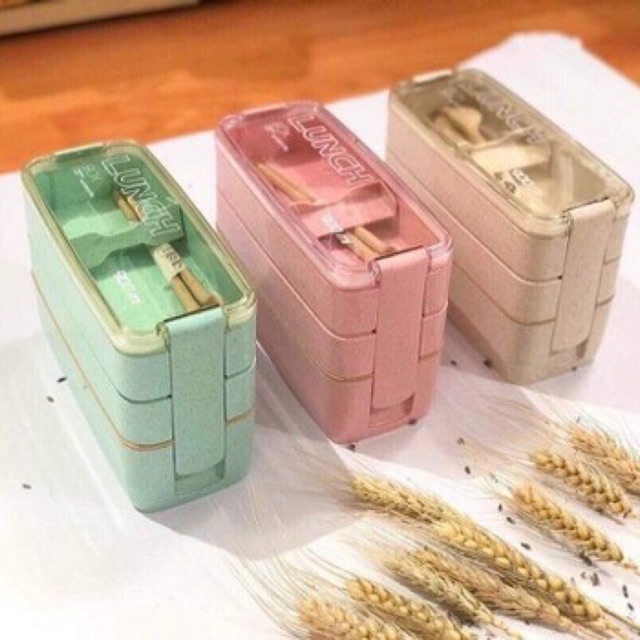 Hộp cơm 3 tầng lúa mạch