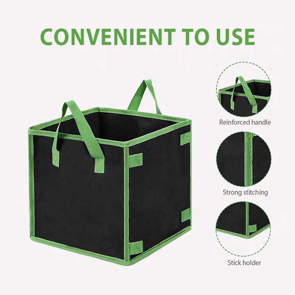 YIYU Túi Trồng Cây Hình Vuông Bằng Vải Không Dệt Chống Ăn Mòn Có Tay Cầm Tiện Dụng