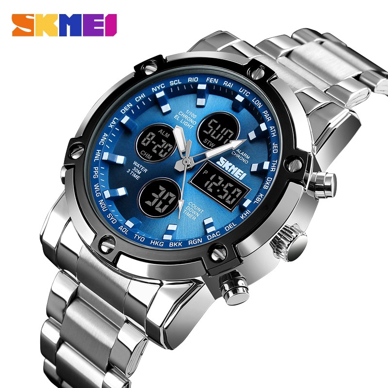 SKMEI 1389 Men Quartz Analog Watch Luxury Fashion Sport Wristwatch Waterproof Stainless Male Watches