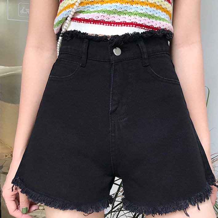 Quần Short Denim Lưng Cao Kiểu Retro Hàn Quốc Thời Trang Mùa Hè Cho Nữ