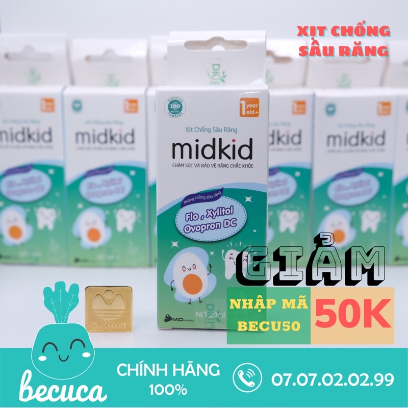 [BECU50 Giảm 50K] Xịt Chống Sâu Răng Cho Bé MIDKID - Cho Bé Hàm Răng Chắc Khỏe