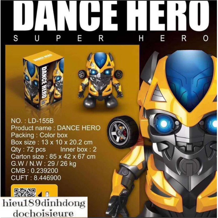 Đồ chơi Dance hero robot bumblebee nhảy vui nhộn có nhạc có đèn tặng kèm pin (ảnh thật kèm video)