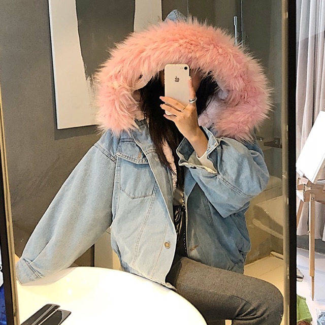 Khoác bò mũ lông