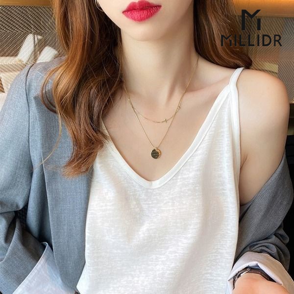 Áo 2 dây cổ chữ V mỏng không tay dáng rộng nhiều màu bằng cotton linen kiểu mùa hè cho nữ