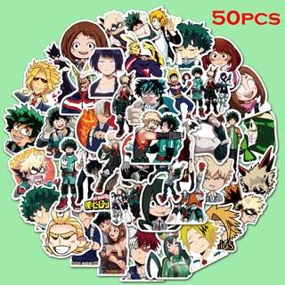Set 10/ 25/ 50 miếng dán trang trí ván trượt hình nhân vật Anime My Hero Academia