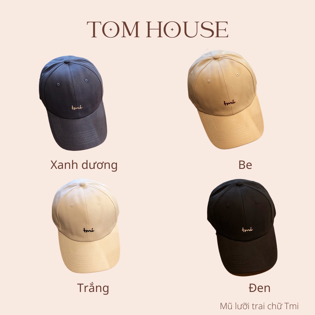 Mũ lưỡi trai, nón kết đội đầu chữ Tmi vải cotton cao cấp phụ kiện thời trang Unisex Tom House