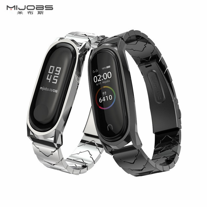 Dây đeo kim loại Mi Band 3 - Mi Band 4 Mijoas GT 2 - Tặng dán màn hình