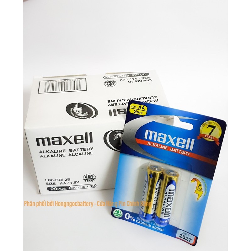 Vỉ 2 Viên Pin AA - AAA ( Pin Tiểu ) Maxell Alkaline - Chính Hãng