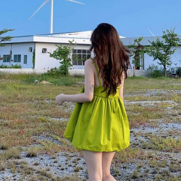 Sét babydoll hai dây kèm quần PLS29 - MÀU XANH