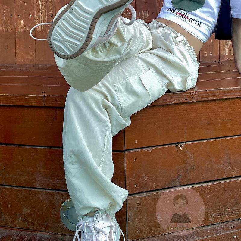 Quần Dài Lưng Thấp Dáng Rộng Màu Sắc Cá Tính Cho Nữ