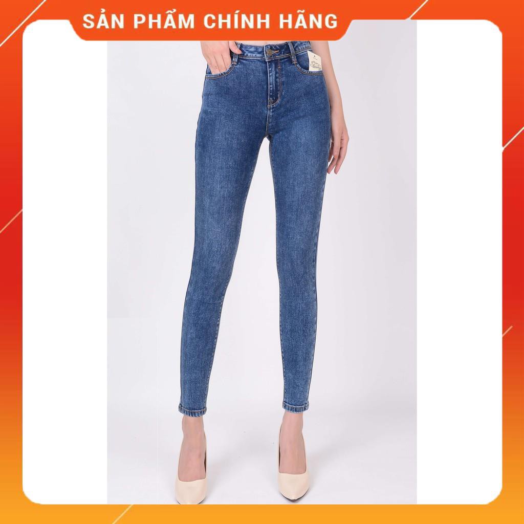 Quần jean nữ ống bó skinny đẹp lưng cao cạp cao trơn màu xanh đá hàng hiệu cao cấp mã 419 VANIZEN -pc2 c