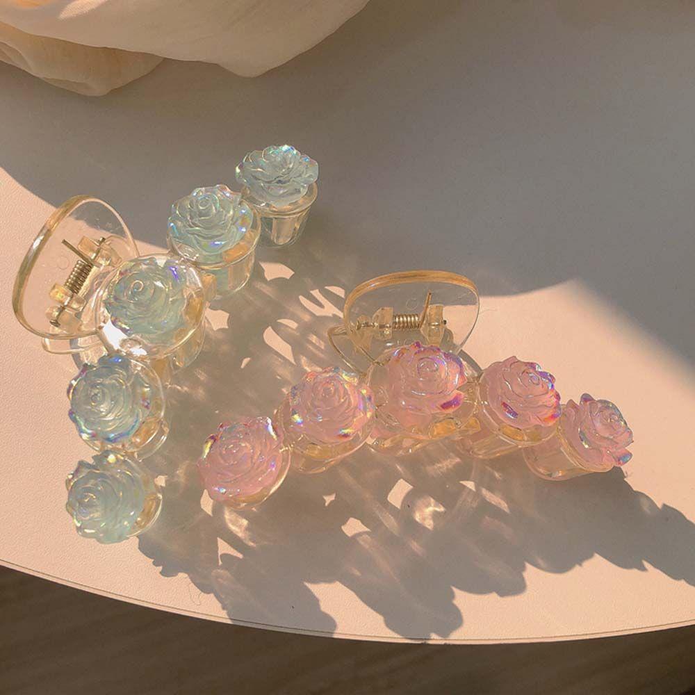 Kẹp Tóc Càng Cua Trong Suốt Hình Hoa Phong Cách Vintage Thanh Lịch Cho Nữ WMES15H Giá Đỡ