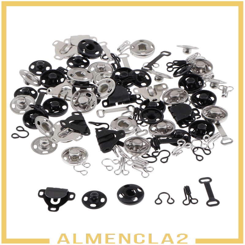 [ALMENCLA2] 50 Sets Sew-on Hook and Eye Fasteners Closure Press Snap Buttons DIY Sewing