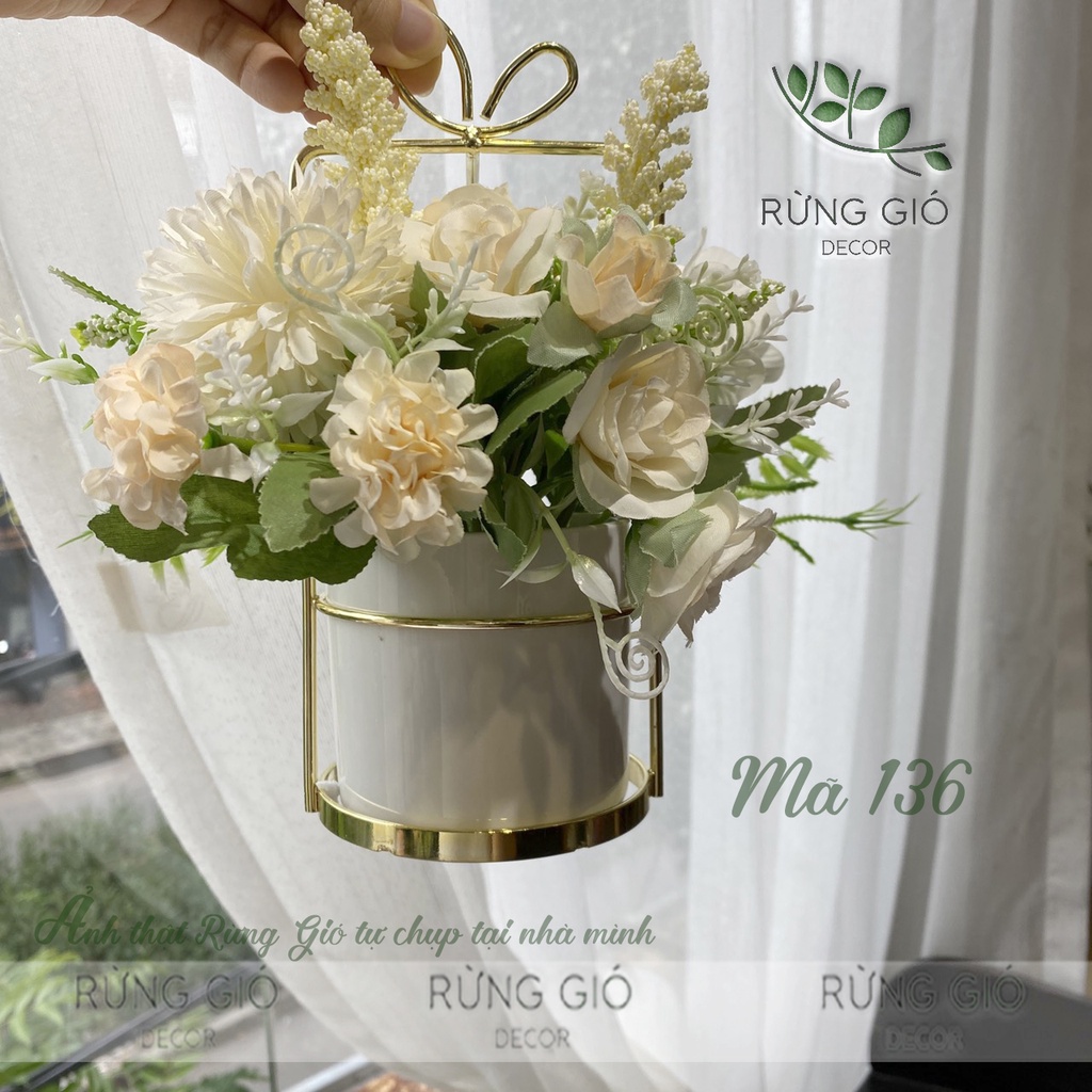 [ Lọ Hoa ]  Lọ hoa mini (tặng kèm hoa) viền kim loại i hình đăng, nhiều màu, ảnh thật trang trí bàn trà, bàn làm việc