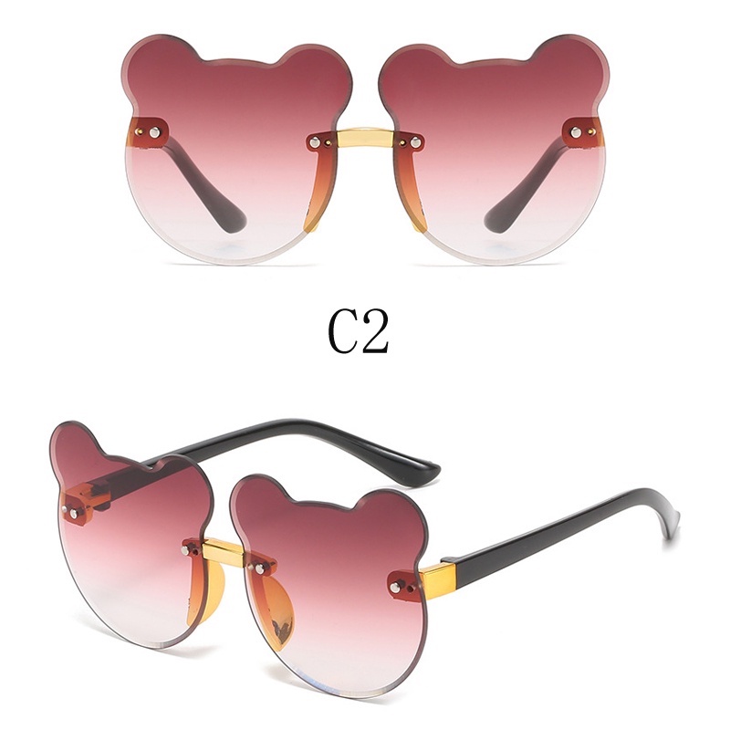 Kính mát hình tai gấu không viền chống tia UV thời trang cho bé