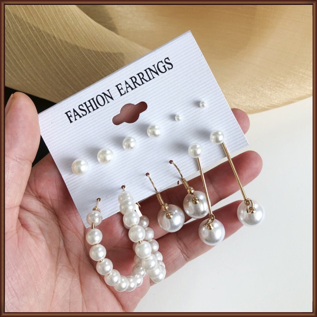 Bộ 6 Đôi Bông Tai Ngọc Trai Thời Trang Cho Nữ