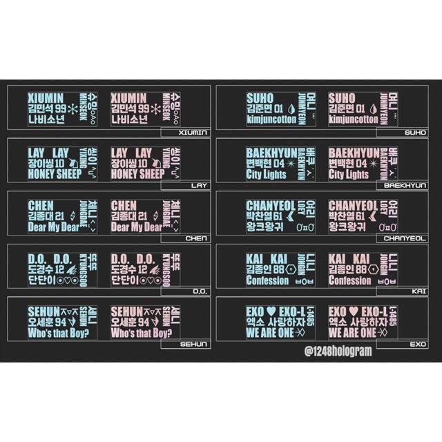 EXO ~ Sticker set/ Hình dính dạ quang