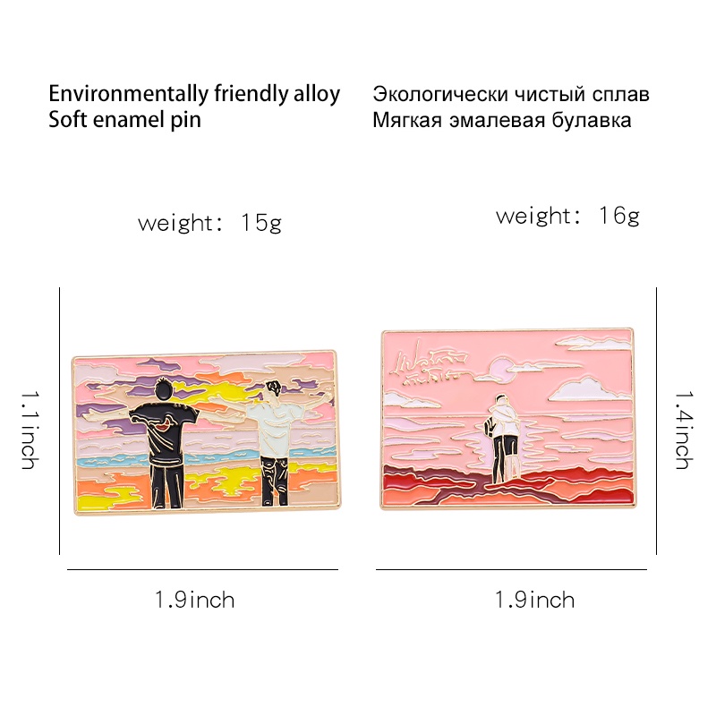 Ghim cài áo QIHE JEWELRY tráng men hình phong cảnh hoạt hình thời trang