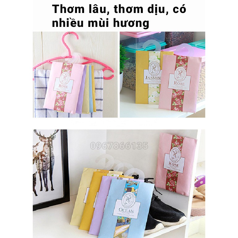 Túi thơm treo tủ quần áo, xe hơi, trong phòng giữ hương lâu/ Túi thơm thảo mộc có móc treo