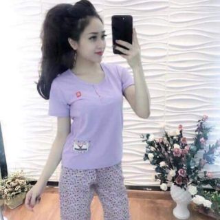 Bộ uni trơn áo cotton, quần thô