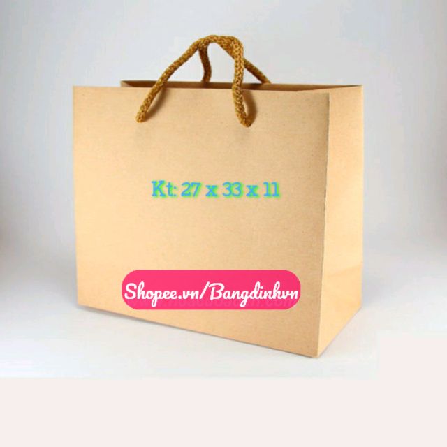 Túi giấy đựng giày - 50 Túi giấy đựng quà - Túi ngang kraft trơn  27 x 33 x 11 ( combo 50c )