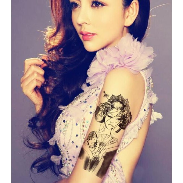 Hình xăm dán nữ tatoo Geisha Nhật - miếng dán hình xăm đẹp dành cho nữ