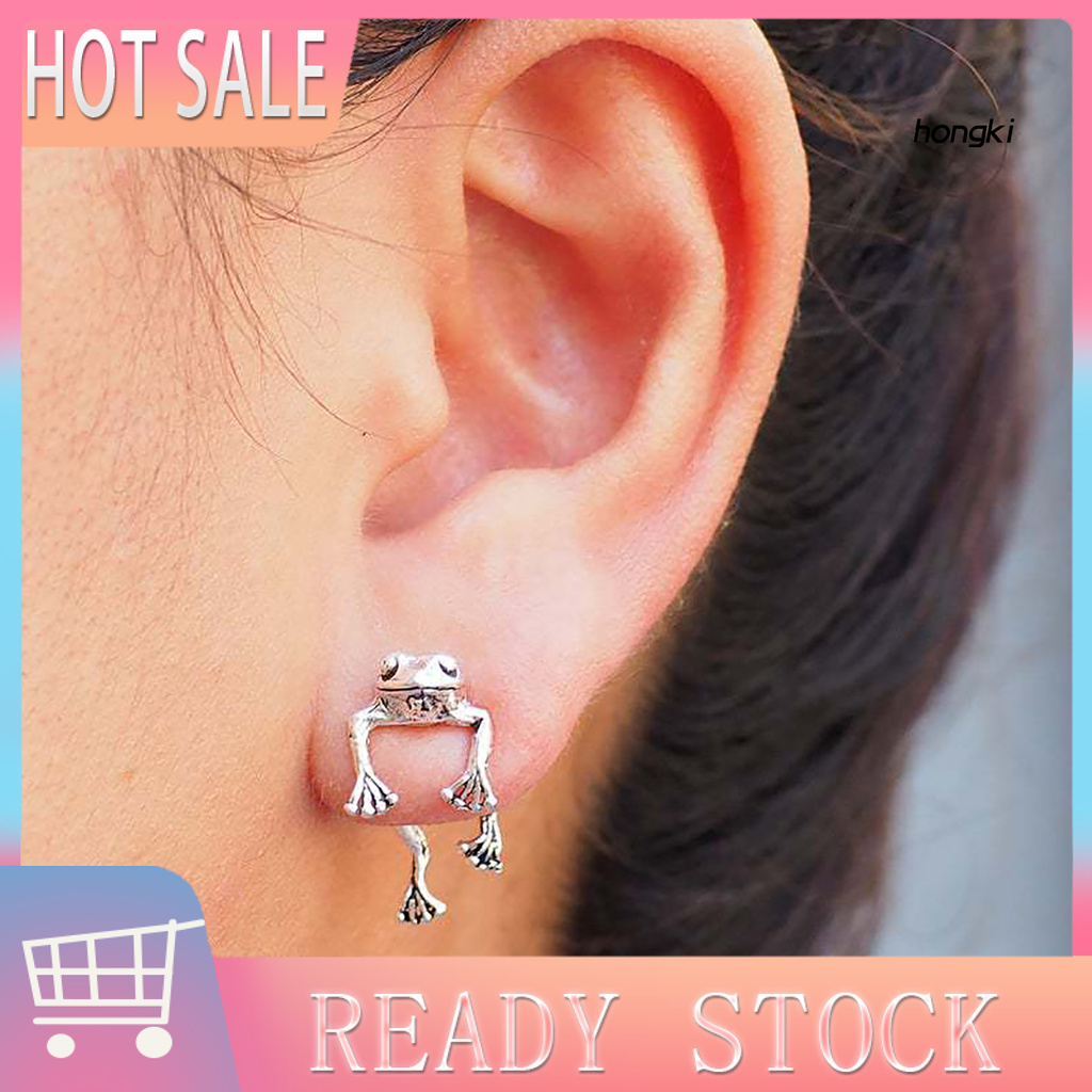 Đôi bông tai bằng bạc hình chú ếch dễ thương phong cách cổ điển phù hợp khi đi nghỉ mát