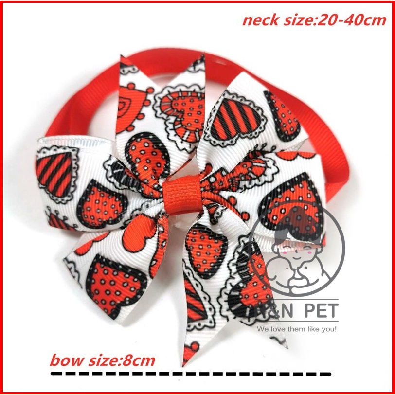 Vòng cổ nơ khuy vải đỏ chó mèo 3- 7kg H&amp;N PET