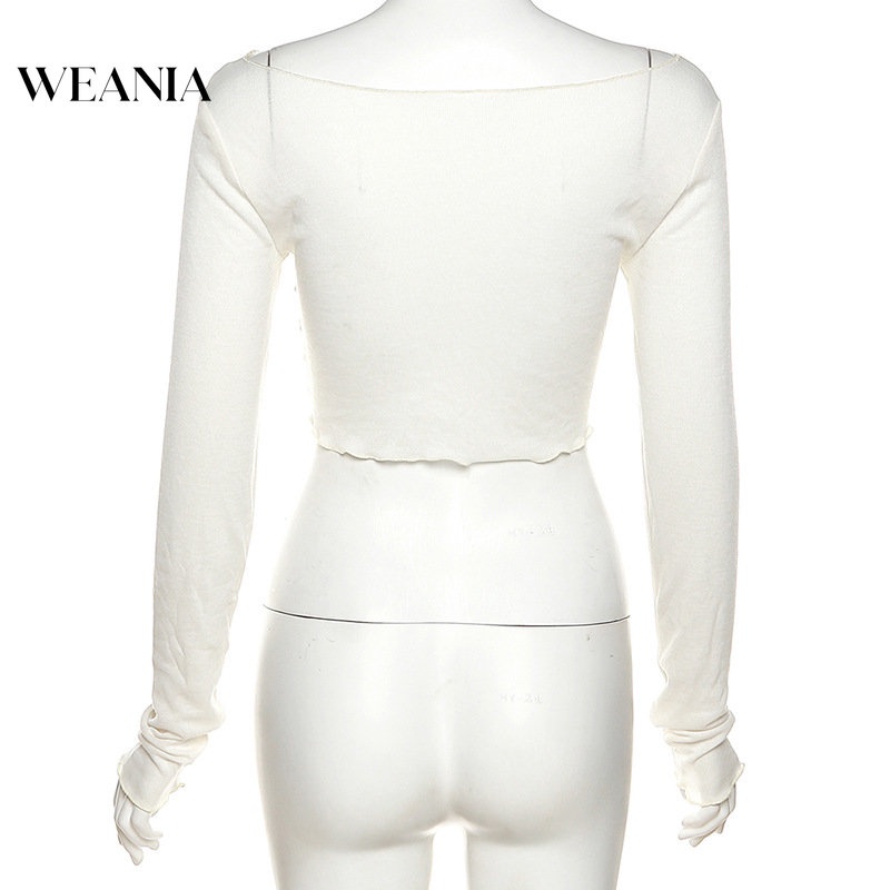 Áo Thun Croptop Tay Dài Thiết Kế Xếp Ly Thời Trang Quyến Rũ