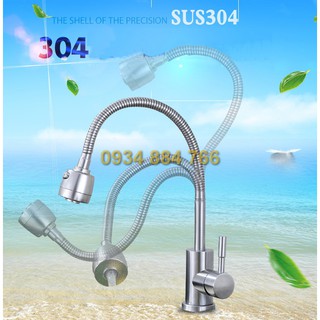 Vòi rửa bát, vòi rửa chén, vòi rửa bếp inox 304 vòi nóng lạnh uốn cong