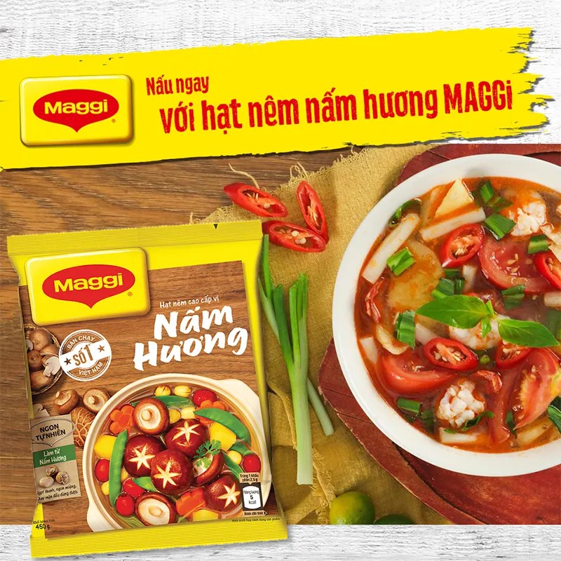 Combo 2 gói hạt nêm cao cấp Maggi vị nấm hương gói 450g