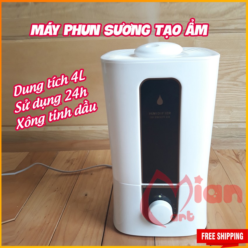 Máy phun sương, máy tạo ẩm 4 lít kết hợp đèn led bảo hành 3 tháng - MIAN MART