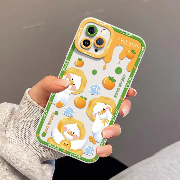Ốp Điện Thoại Silicon TPU Mềm Trong Suốt In Hình Vịt Hoạt Hình Cho IPhone 14 13 12 11 Pro X XR XS Max SE 6 6S 7 8 Plus