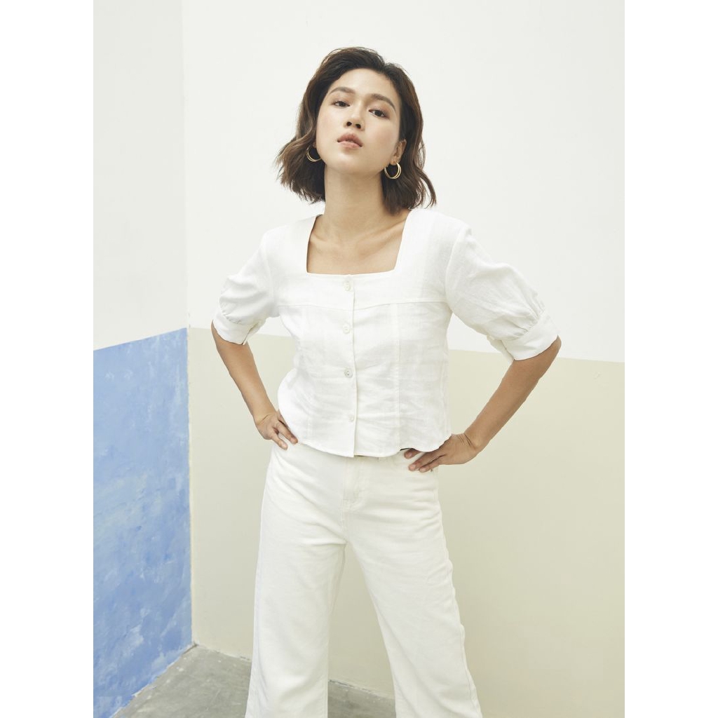 Áo cổ vuông trắng_MONOTALK A15031